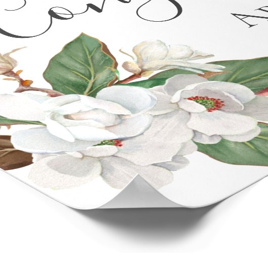 Aangepast Magnolia Floral Botanisch Verloving Poster (Hoek)