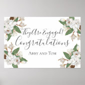 Aangepast Magnolia Floral Botanisch Verloving Poster (Voorkant)