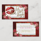 Aangepast - Make-up Artiest - Red Rose Visitekaartje (Voorkant / Achterkant)