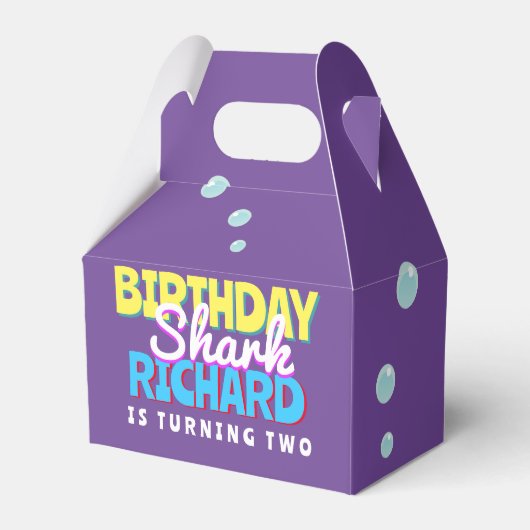 Aangepast mammair Papa's Papa's Shark Birthday Gif Bedankdoosjes (Achterkant)
