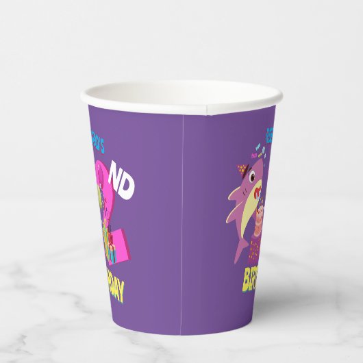 Aangepast mammair Papa's Papa's Shark Birthday Gif Papieren Bekers (Rechts)