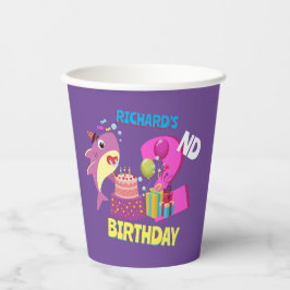 Aangepast mammair Papa's Papa's Shark Birthday Gif Papieren Bekers