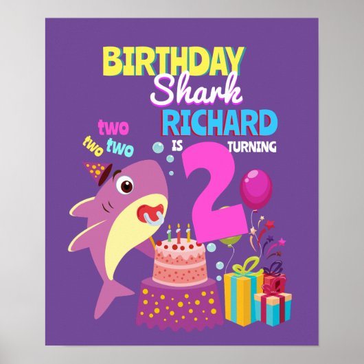 Aangepast mammair Papa's Papa's Shark Birthday Gif Poster (Voorkant)