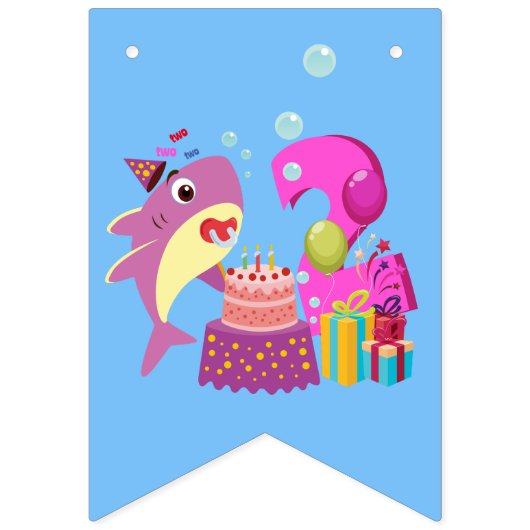 Aangepast mammair Papa's Papa's Shark Birthday Gif Vlaggetjes (Eerste vlag)