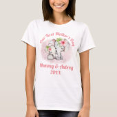 Aangepast mammie en Baby Elephant Moederdag T-shir T-shirt (Voorkant)
