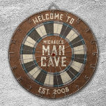 Aangepast Man Grot Rustiek Dartbord<br><div class="desc">Personaliseer dit Dartboard met uw familienaam en vastgestelde datum. Ontworpen voor u door Blackberry Boulevard.</div>