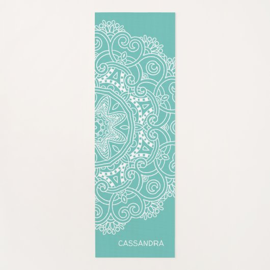 aangepast Mandala Art Pattern voor licht Blauwgroe Yogamat (Voorkant)