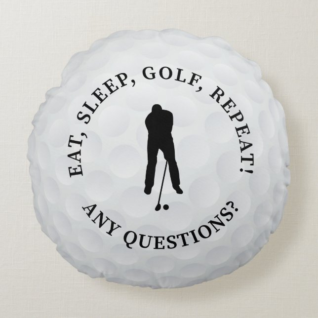 Aangepast mannelijk Golfer Silhouette Cute Golf Ba Rond Kussen (Voorkant)
