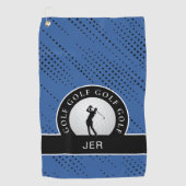 Aangepast mannelijk Golfer Silhouette Pattern Blue Golfhanddoek (Voorkant)