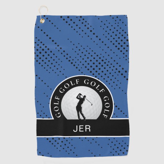 Aangepast mannelijk Golfer Silhouette Pattern Blue Golfhanddoek (Voorkant)