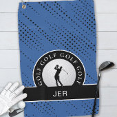 Aangepast mannelijk Golfer Silhouette Pattern Blue Golfhanddoek