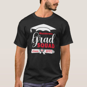 Aangepast Mannen zwart Afstudeerder, wit en rood T-shirt