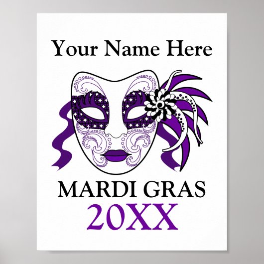 Aangepast Mardi Gras met een festivasmasker Poster (Voorkant)