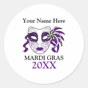 Aangepast Mardi Gras met een festivasmasker Ronde Sticker