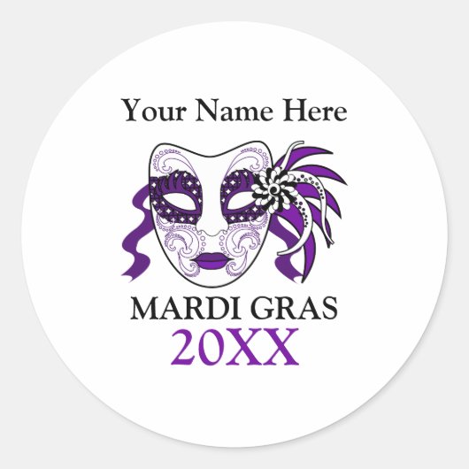 Aangepast Mardi Gras met een festivasmasker Ronde Sticker (Voorkant)