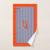 Aangepast marine en Oranje nautisch ontwerp Bad Handdoek (Handdoek)
