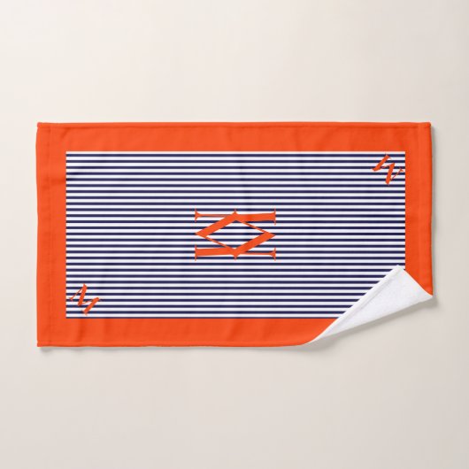 Aangepast marine en Oranje nautisch ontwerp Bad Handdoek (Handdoek)