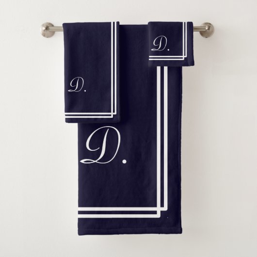 Aangepast marineblauw bad handdoek (Insitu)