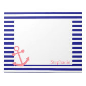 Aangepast marineblauw en Blush roze nicht Notitieblok (Voorkant)