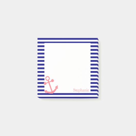 Aangepast marineblauw en Blush roze nicht Post-it® Notes (Voorkant)