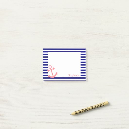 Aangepast marineblauw en Blush roze nicht Post-it® Notes (Op bureau)