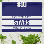 Aangepast marineblauw en wit 🏀 Basketball Theedoek (Gevouwen)