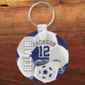 Aangepast - marineblauw en witte ⚽ sleutelhanger (Voorkant)