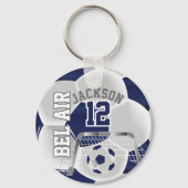 Aangepast - marineblauw en witte ⚽ sleutelhanger (Achterkant)