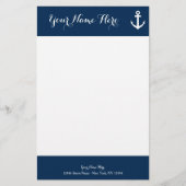 Aangepast marineblauw nautisch anker stationery pa briefpapier (Voorkant)