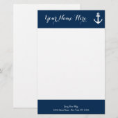 Aangepast marineblauw nautisch anker stationery pa briefpapier (Voorkant / Achterkant)