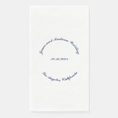 Aangepast marineblauw wit gebogen Naam datum bruil Servet (Voorkant)
