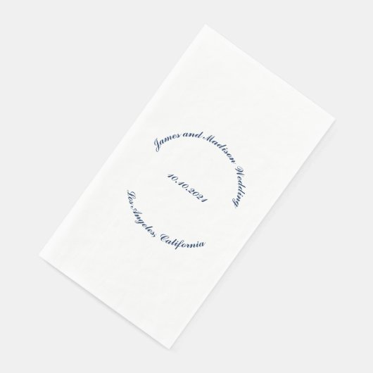 Aangepast marineblauw wit gebogen Naam datum bruil Servet (Hoek)