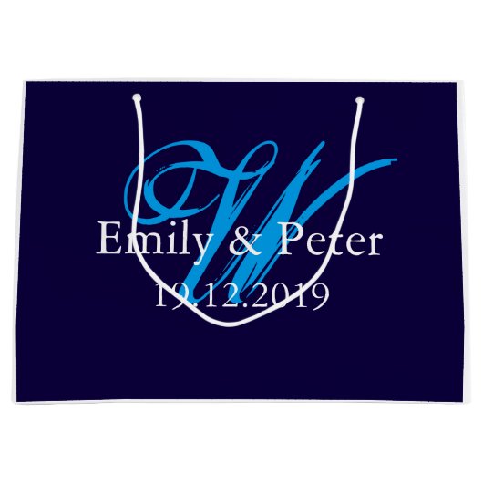 Aangepast marinemonogram voor Blauwe Grote Weddens Groot Cadeauzakje (Voorkant)