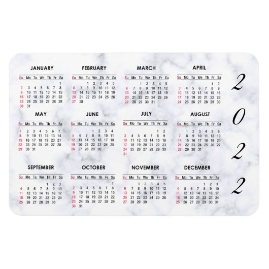 Aangepast marmer Calendar Magnet 2022 Magneet (Horizontaal)