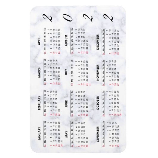 Aangepast marmer Calendar Magnet 2022 Magneet (Verticaal)