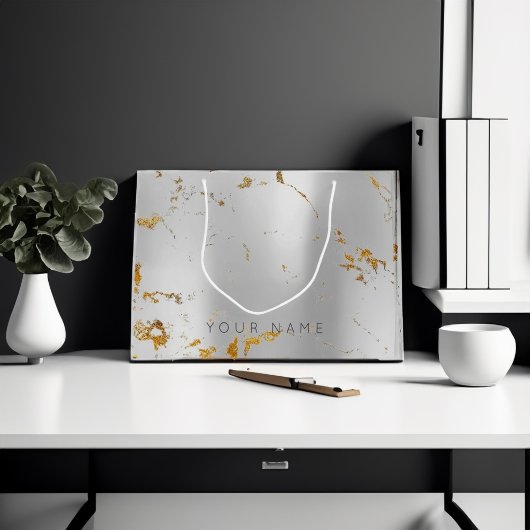 Aangepast marmer Goud Metaal Lux Abstract Zilver Large Cadeautasje