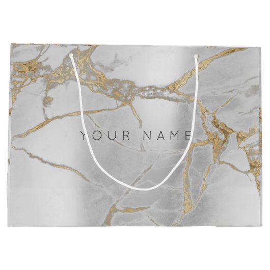 Aangepast marmer Goud Metallic Abstracte zilver Large Cadeautasje (Achterkant)