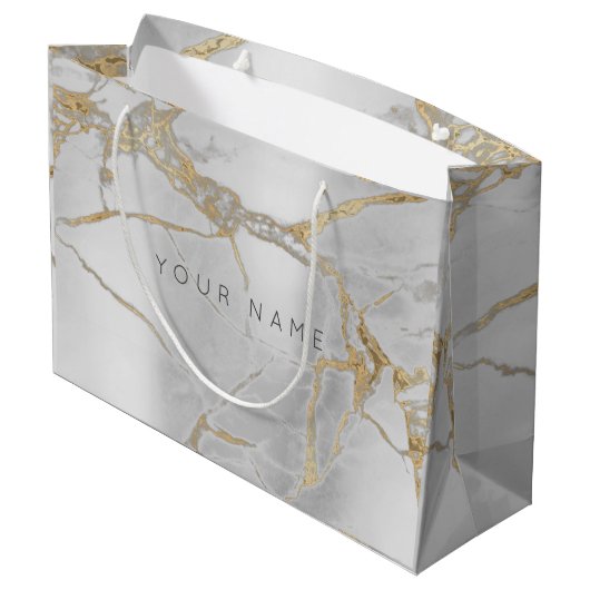 Aangepast marmer Goud Metallic Abstracte zilver Large Cadeautasje (Achterkant Gekanteld)