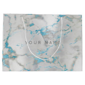 Aangepast marmer Grey Blue Metallic Aqua Silver Large Cadeautasje (Achterkant)
