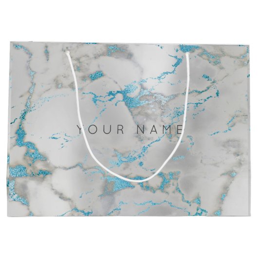 Aangepast marmer Grey Blue Metallic Aqua Silver Large Cadeautasje (Achterkant)