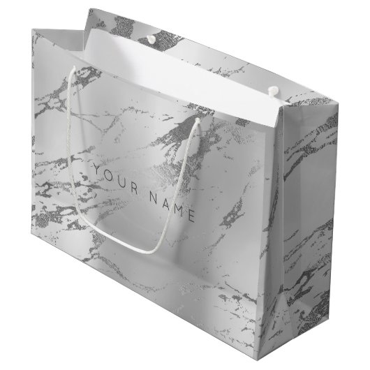 Aangepast marmer Grijze Monoch Metallic Abstracte  Large Cadeautasje (Voorkant Gekanteld)