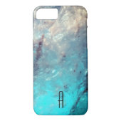 Aangepast marmer Monogram Turquoise Blue Case-Mate iPhone Case (Achterkant)