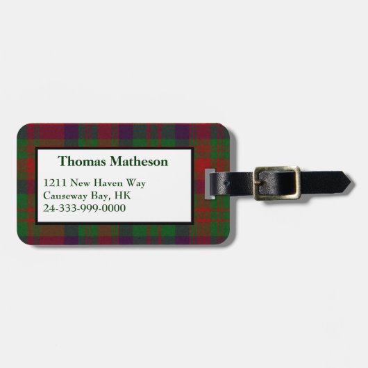 Aangepast Matheson Tartan Pset Bagagelabel (Voorkant horizontaal)