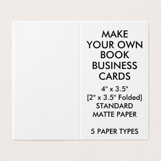 Aangepast MATTE Book Folded Visitekaartjes 2 x 3,5 (Buitenkant ongevouwen)