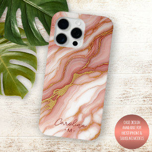 Aangepast mauve blush roze goud marmer kunstpatroo iPhone 15 pro max hoesje