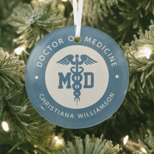 Aangepast MD Doctor in de Afstuderen van de Medici Glas Ornament