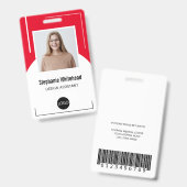 Aangepast medewerker Foto-ID Logo Rood Badge (Front & Back)
