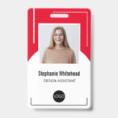 Aangepast medewerker Foto-ID Logo Rood Badge (Voorzijde)