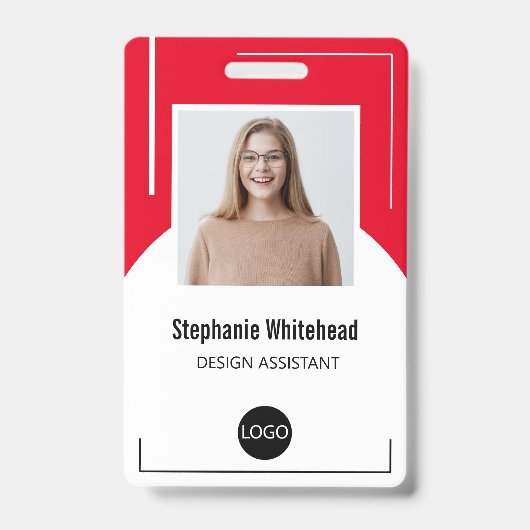 Aangepast medewerker Foto-ID Logo Rood Badge (Front)