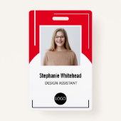 Aangepast medewerker Foto-ID Logo Rood Badge (Voorkant)